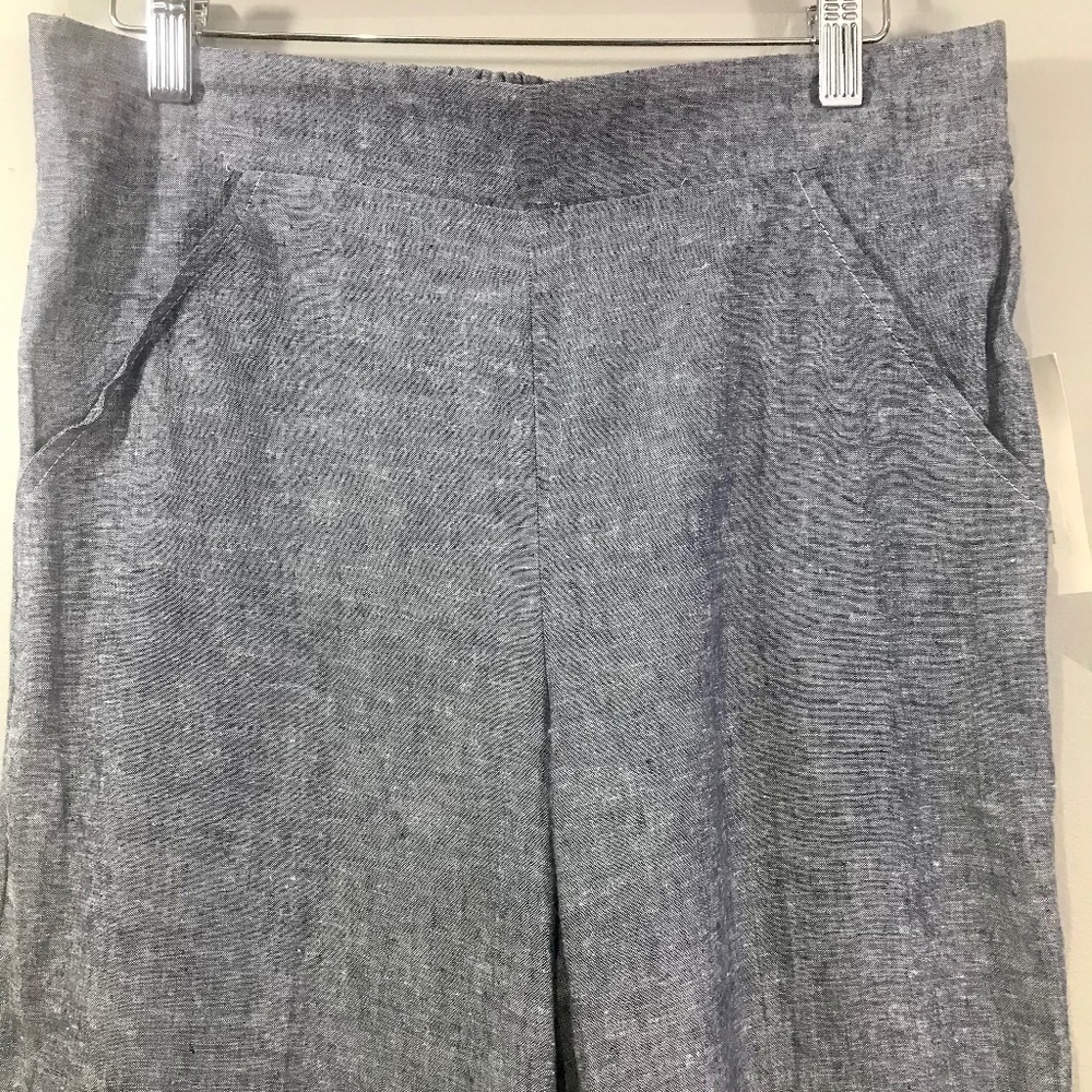CASSMODE New York Linen Blend Navy/White Palazzo Light Weight Pants Size 8 NWT